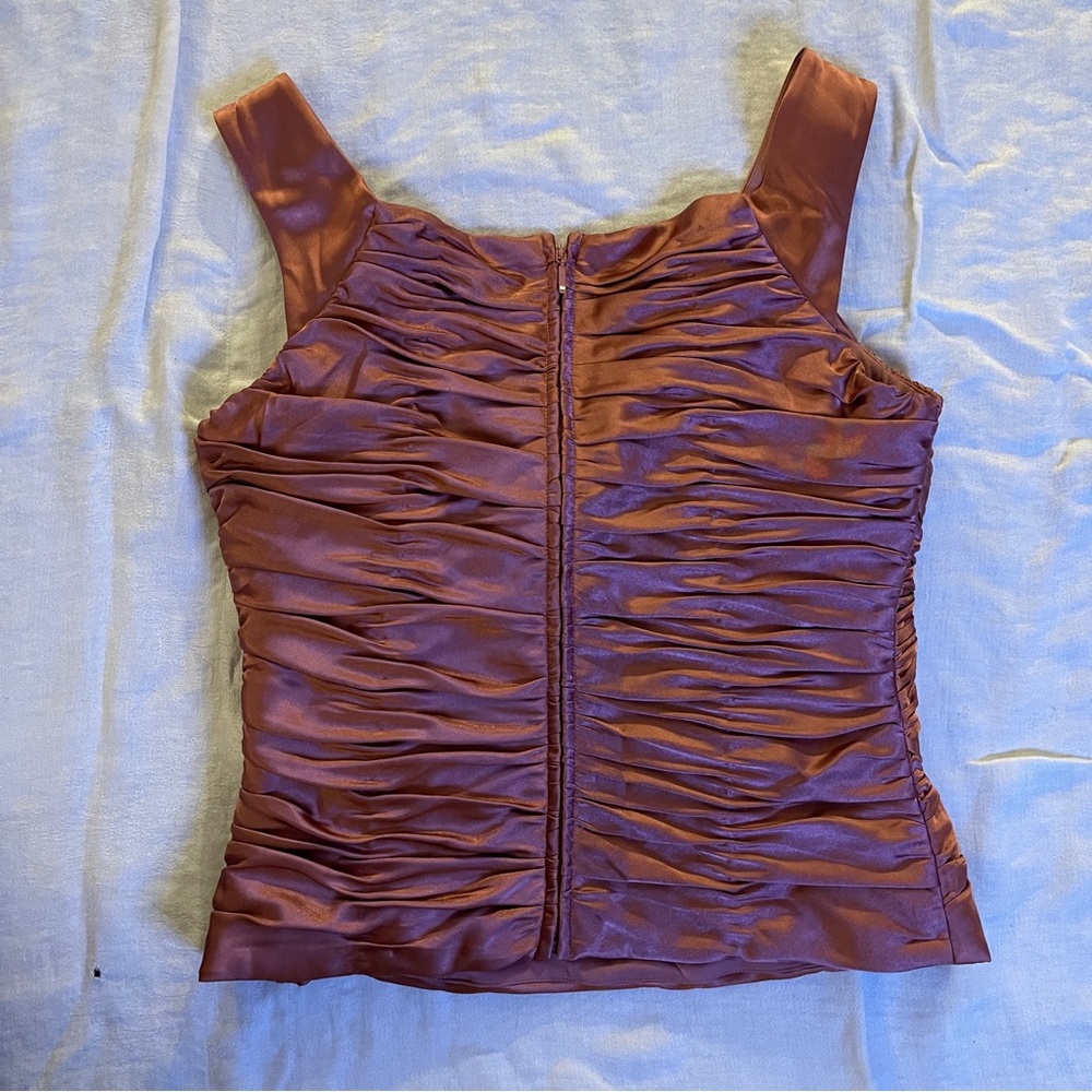 Adriana Papell Evening Essential Satin Tank style Zip Up Back Size 6 Rose - Picture 2 of 3